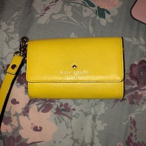Yellow Kate Spade wristlet/card case